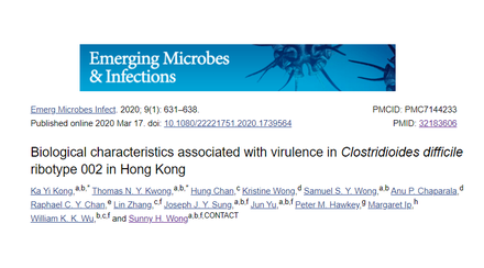 Bacterial ribotype leading to Clostridioides difficile infection