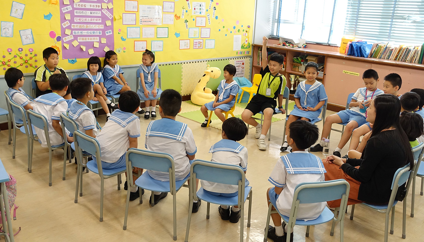 Students form a circle to take turns expressing themselves and to listen to others