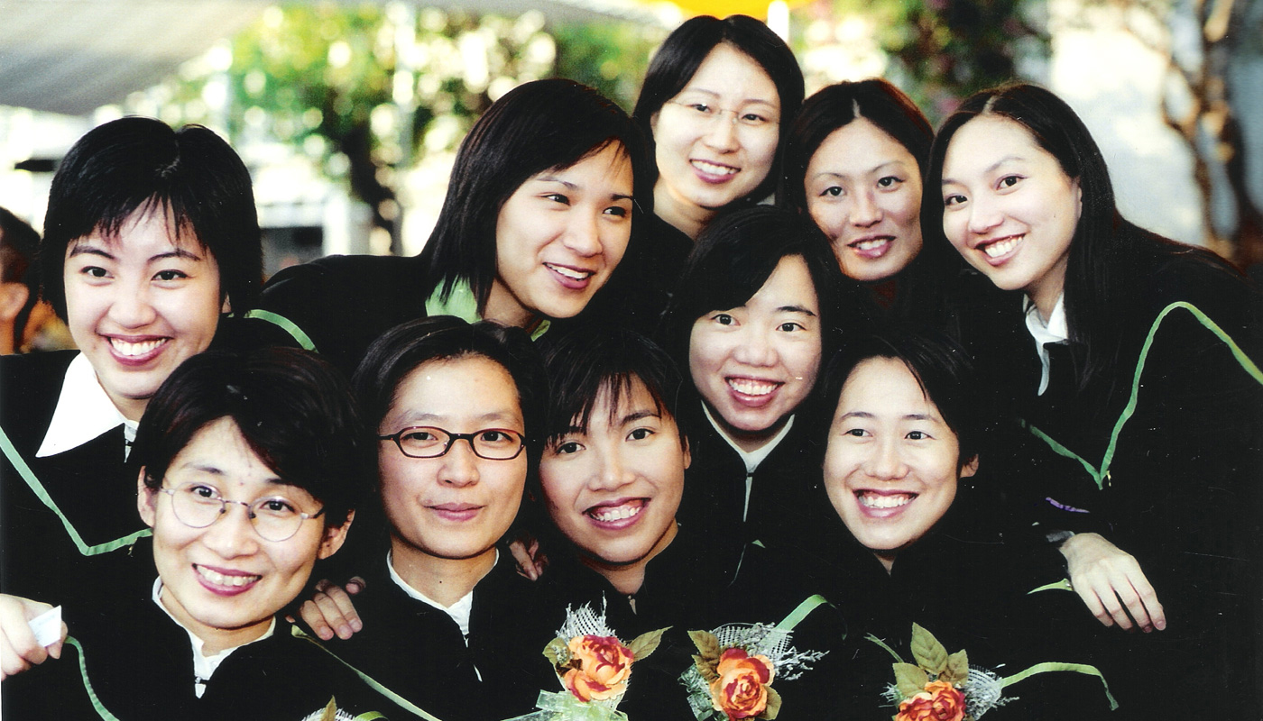 Kathleen (rightmost) at her graduation ceremony in CUHK