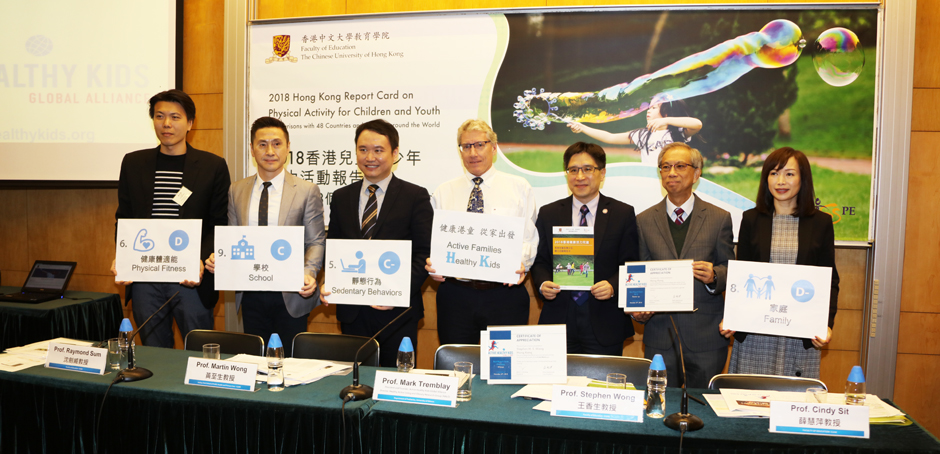 CUHK releases 2018 Hong Kong Report Card on Physical Activity for Children and Youth - Making Comparisons with 48 Countries and Regions Around the World