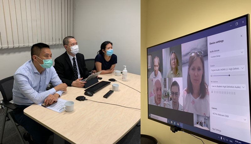 Prof. Samuel Wong, Prof. Paul Lai, and Prof. Carmen Wong from the Faculty of Medicine share their experience in online teaching with the Medical School of the University of Exeter. (Photo courtesy of the Office of Medical Education, CUHK)