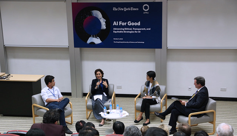 Prof. LAU Chong Fuk (1st left) takes part in a panel forum on AI hosted by APRU and The New York Times.