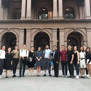 Prof. Doreen Liu (far left) and CUHK students at the Foundation Building of The Cooper Union