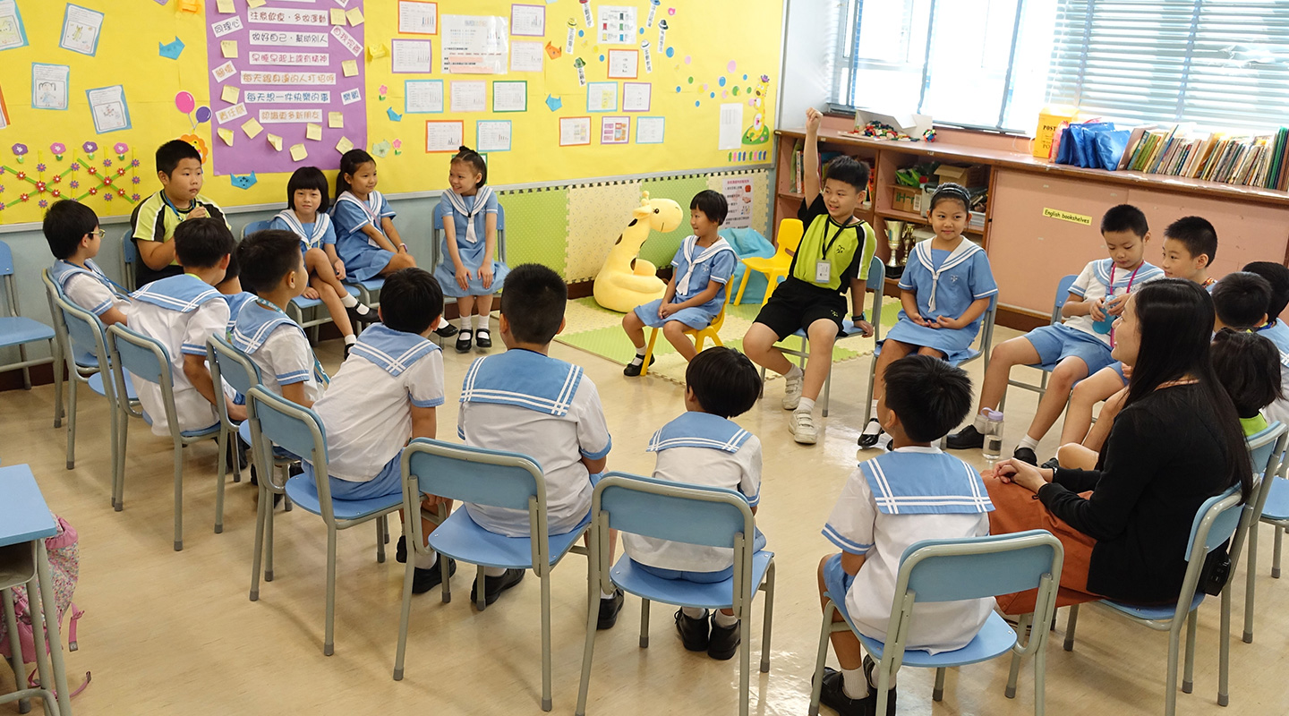 Students form a circle to take turns expressing themselves and to listen to others