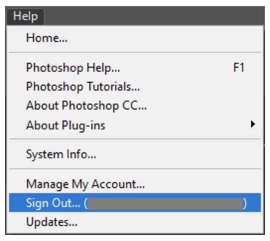 Adobe ID登出画面 Adobe ID登出画面