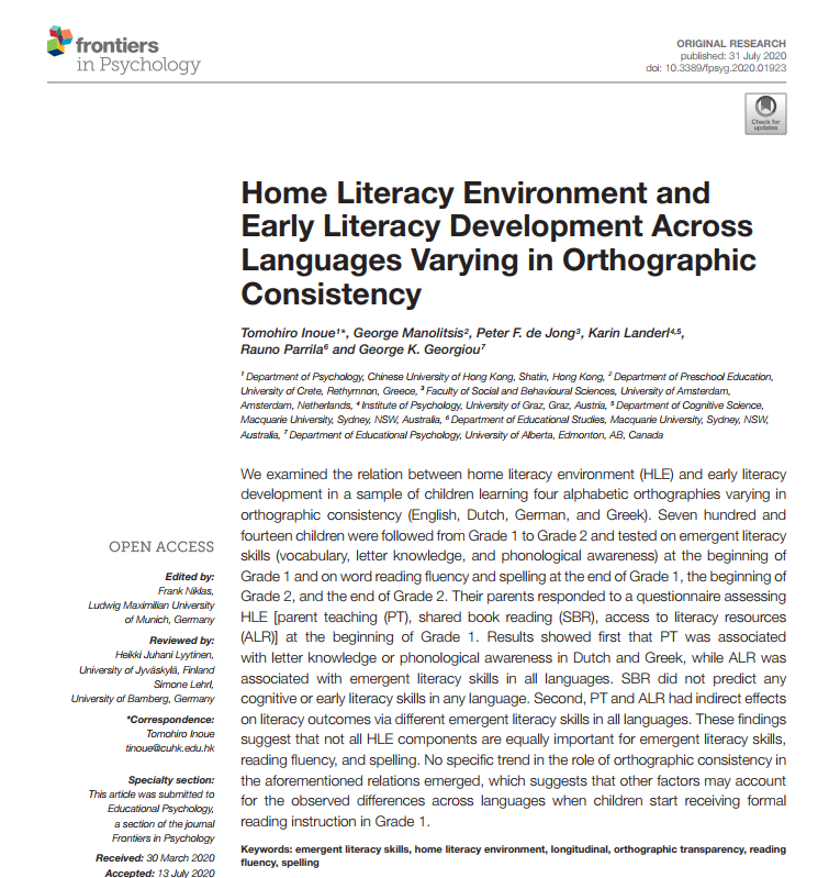 Early literacy development