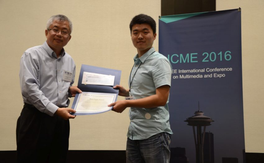 Mr. Lifa Sun (PhD candidate, Supervisor: Prof. Helen Meng) has received the Best Paper Award from the 2016 IEEE International Conference on Multimedia and Expo (ICME2016), Seattle, USA, July 11-15, 2016