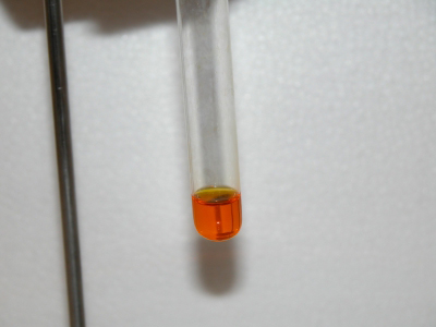 image: Test-tube experiment - Acidified potassium dichromate(VI) solution in a test-tube