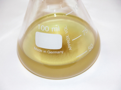 image: The decanted ethyl ethanoate solution containing the essential oil of cinnamon