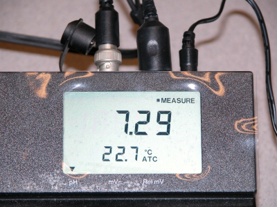 close-up image: pH Meter display