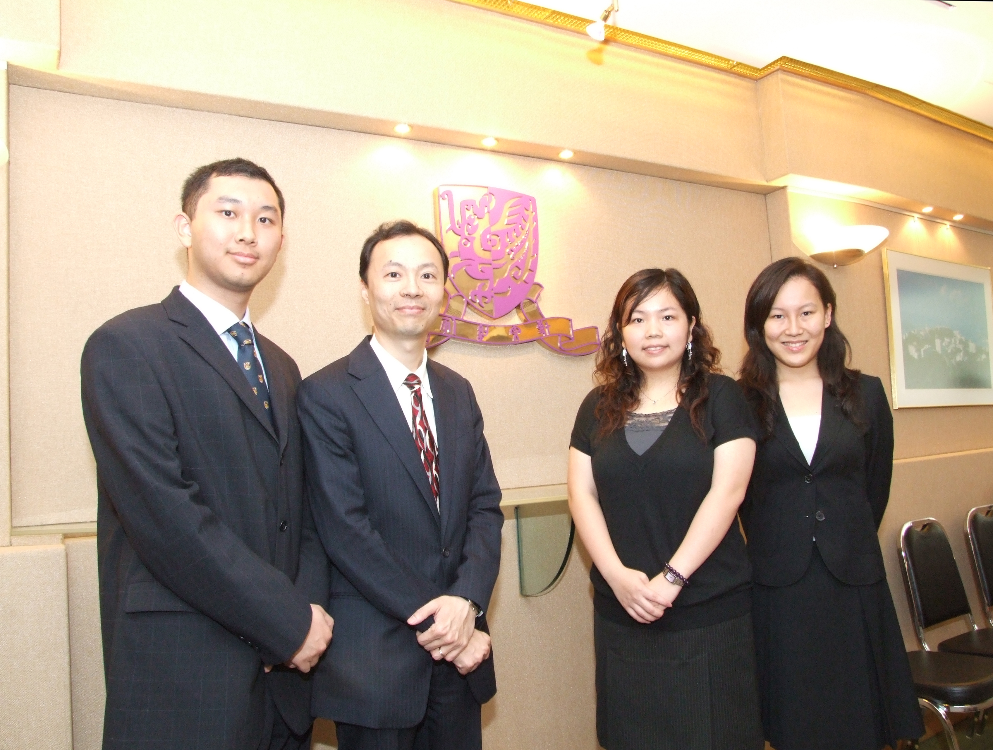 From left to right: 
Mr Tam Kar Hung, Antony, 2007 graduate of Postgraduate Diploma of Education in Liberal Studies 
Mr Fong Wing Ho, Tom, Head of Career Planning and Development Centre, CUHK
Miss Chan Yeung-yun, Grace, 2007 BBA graduate
Miss Choy Ka Ying, Kristy, 2007 BBA graduate (Quantitative Finance)