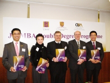 From left: 
Mr Vincent Leung
Ms Erica Chan
Professor Stephen Hall, Co-ordinator of the Juris Doctor Programme, School of Law, CUHK 
Professor Michael Ferguson, Associate Dean, Graduate Studies, Faculty of Business Administration, CUHK
Mr Justin Woo