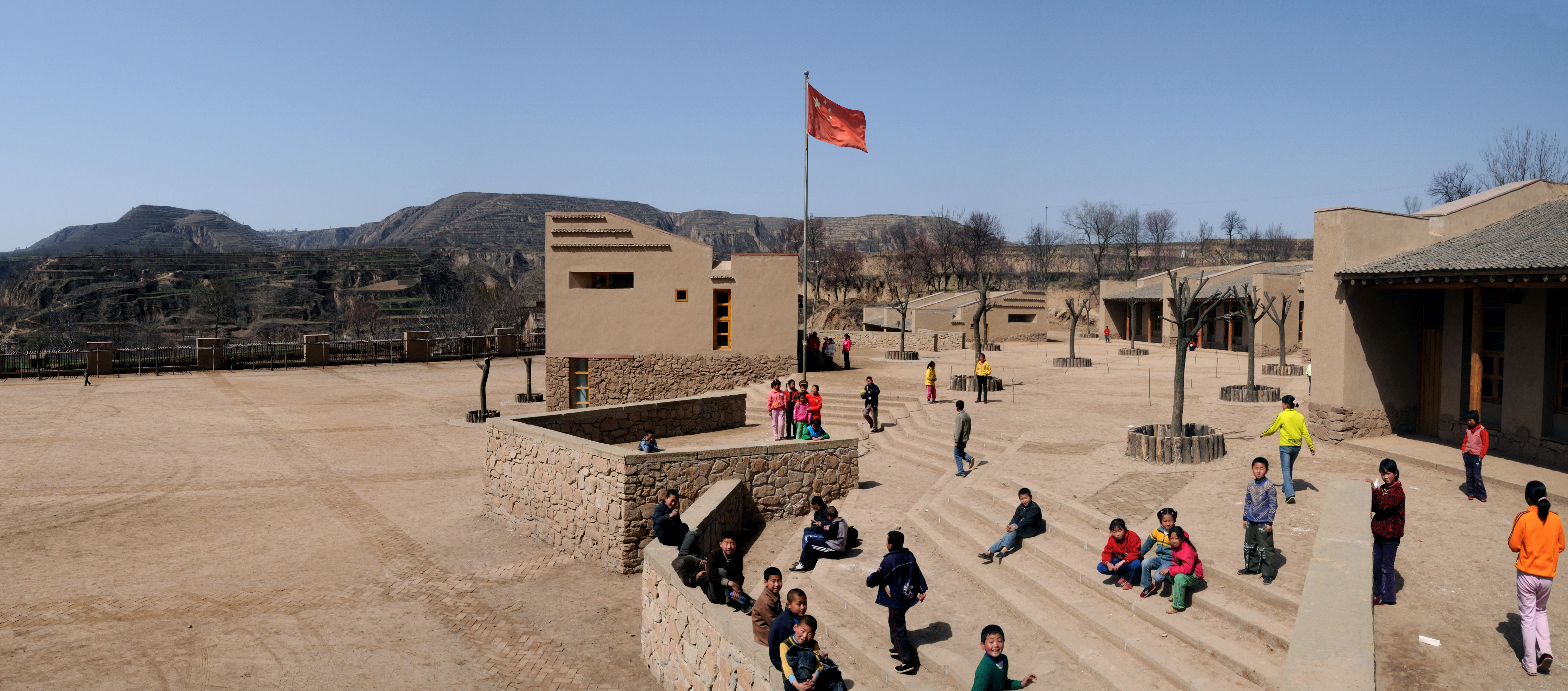 The campus provides a lot of open space for the children