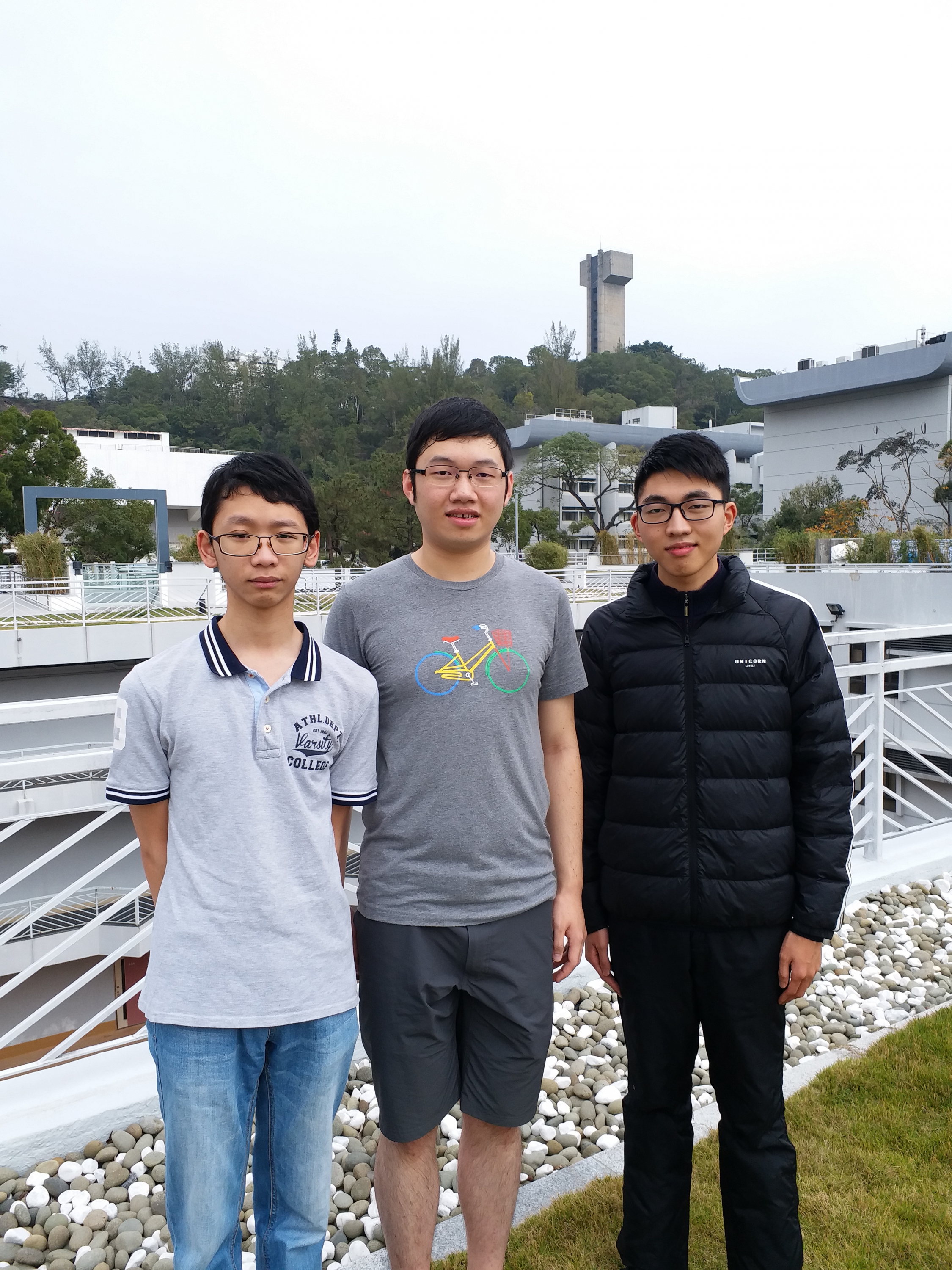 (From left) Chun-shing Wong and Kam-chuen Tung, 3rd place winners of the Paris prize, and Jianhao Shen, 2nd place winner of the Individual prize.