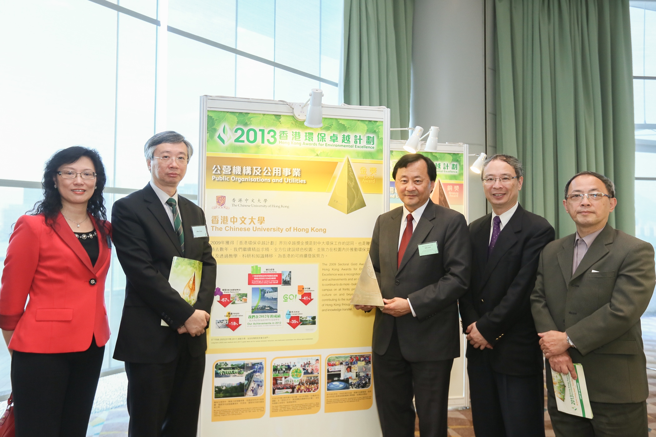 (From left) Ms. Vivian Ho, Director of Campus Planning and Sustainability; Prof. Fung Tung, Associate Vice-President; Prof. Benjamin Wah, Acting Vice-Chancellor; Mr. Benny Tam, Director of Estates Management; Prof. Chu Lee-man, Chairman of the Committee on Campus Environment