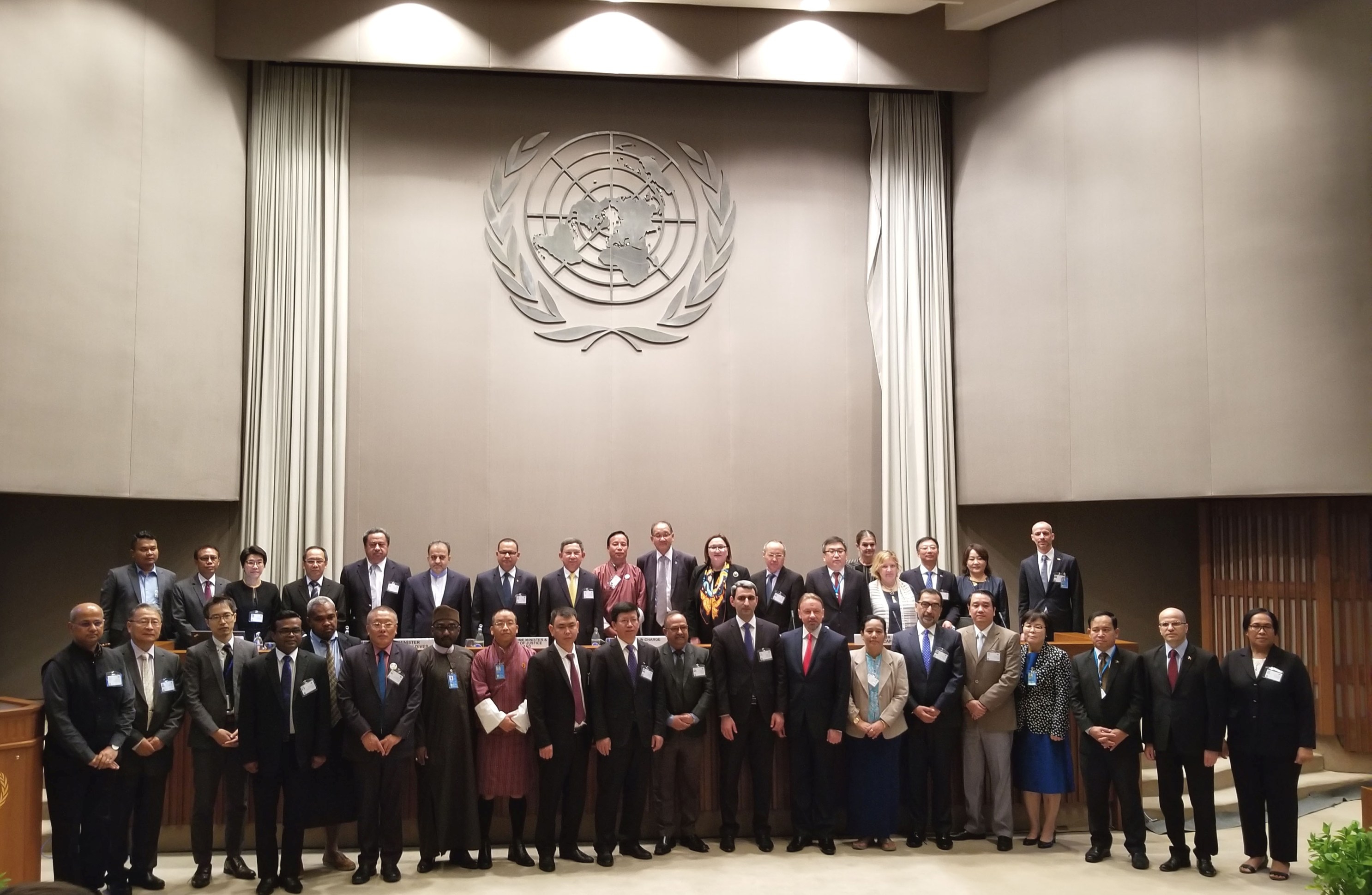 Professor Lin (first row, 2nd from left) in The Third Ministerial Conference on Space Applications for Sustainable Development in Asia and the Pacific.