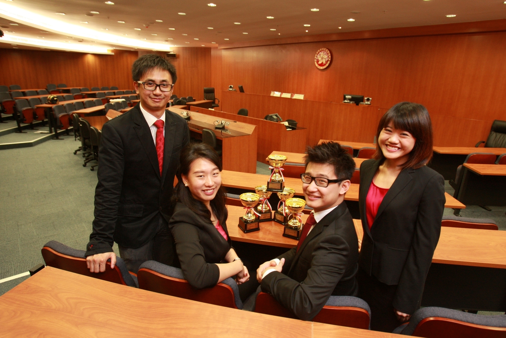 The champion team of the 7th LAWASIA International Moot Competition (from left): Ivan Lee (LLB Year 4 student), Angela Tsui (PCLL), John Li (PCLL) and Alice Leung (PCLL)