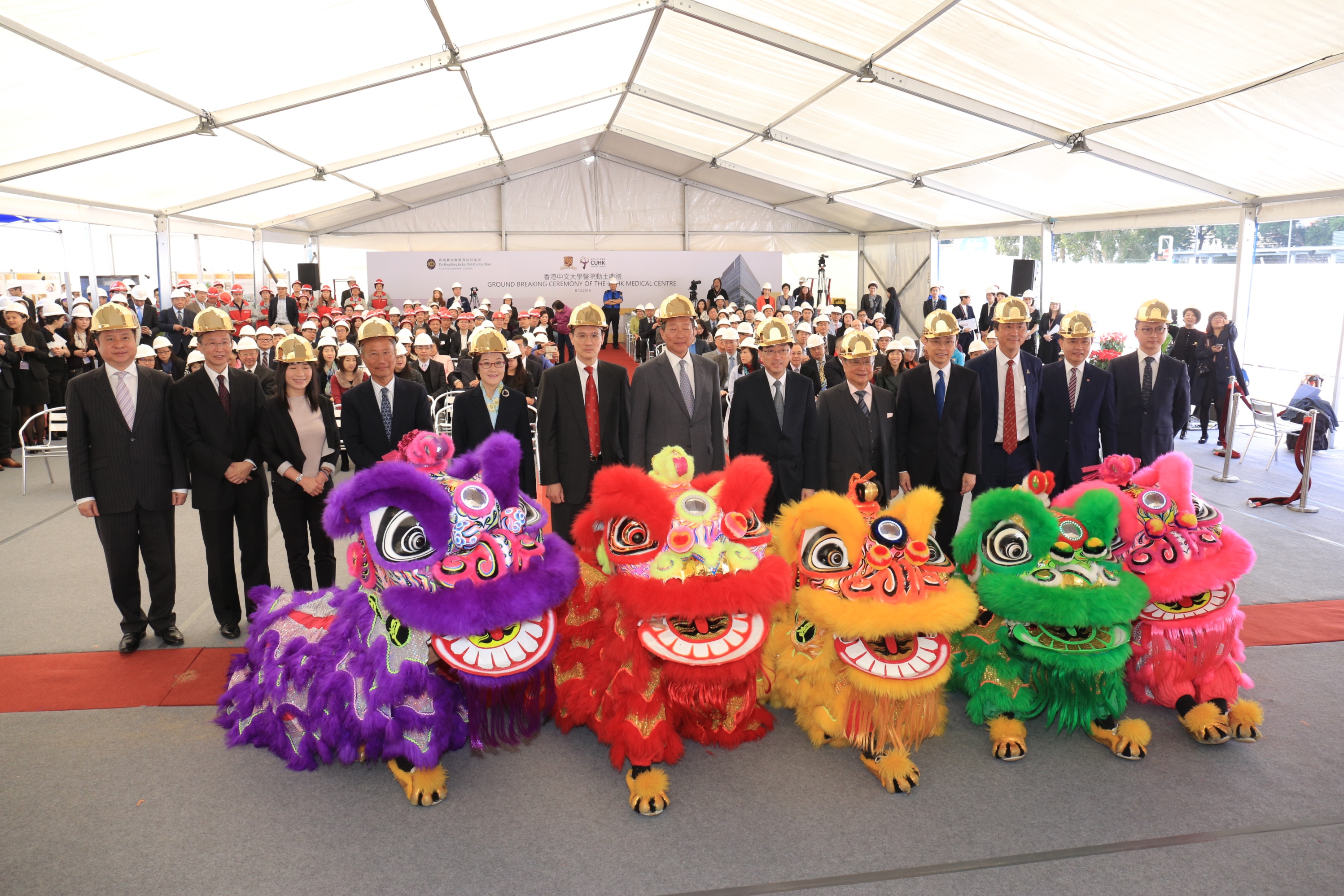 Five lions bring good luck and fortune to the construction work of The CUHK Medical Centre.