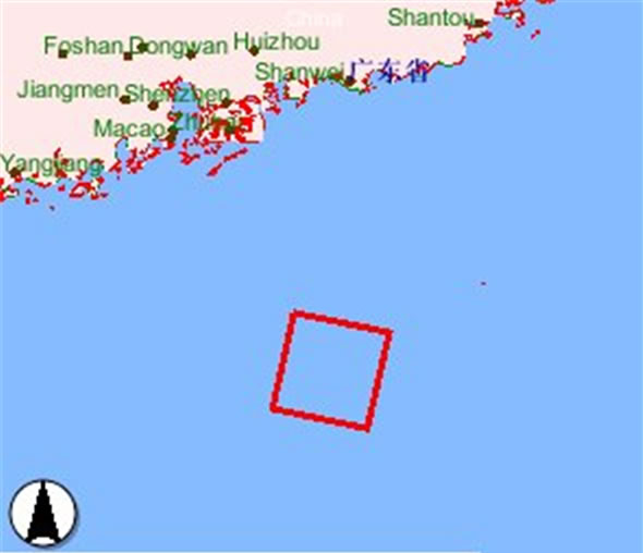 圖2
中大衛星遙感地面站2008年3月27日接收的圖像位置