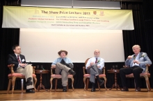 (from left) Prof. Andrew M.L. Chan, Professor of School of Biomedical Sciences, CUHK; Prof. Jeffrey C. Hall, Prof. Michael Rosbash and Prof. Michael W. Young, the Shaw Laureates in Life Science and Medicine 2013.