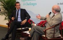 Prof. Peter Frankopan (left) has a dialogue with Prof. David Faure, Wei Lun Research Professor of History, CUHK.