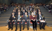 (From left of the front row) Dr Che-hung Leong, Member, Executive Council, HKSAR; Professor Jack Cheng, Pro-Vice-Chancellor, CUHK; Dr York Chow, Secretary for Food and Health, HKSAR; Professor Sian Griffiths, Director, School of Public Health and Primary Care, CUHK; Professor Li-ming Li, Vice President, Chinese Academy of Medical Sciences &amp; Peking Union Medical College, PRC