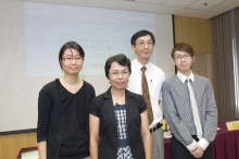 (From left) Ms April Yip, Research Officer of Jockey Club Centre for Positive Ageing; Dr Alice Chong, Associate Dean, College of Humanities &amp; Social Sciences and Associate Professor, Department of Applied Social Studies, City University of Hong Kong; Professor Timothy Kwok, Director, Jockey Club Centre for Positive Ageing; and Mr Chui, Social Worker