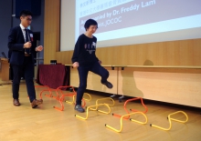 Ms. Poon, 67, improved her balance through training after joining the programme. Her limb strength has been greatly improved.