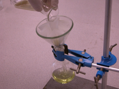 image: Removing the magnesium sulphate powder and other solid residue by simple filtration