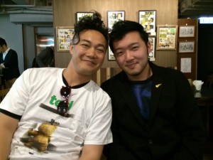 Chan with artist Eason Chan Yik-shun