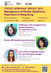 FOCUS Webinar Series 2021 – Management of Gender Dysphoria: Experience in Hong Kong @ Live on Zoom