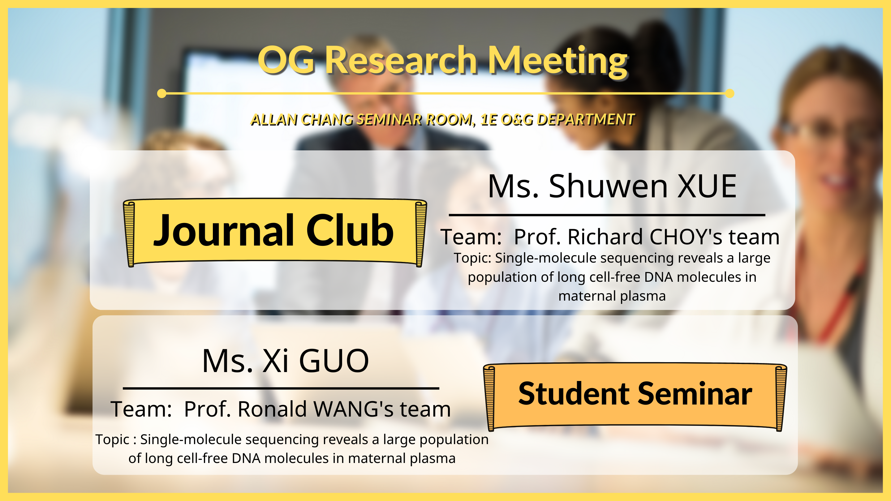 OG Research Meeting @ Allan Chang Conference Room