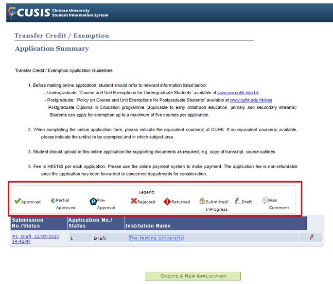 Transfer Credit Exemption