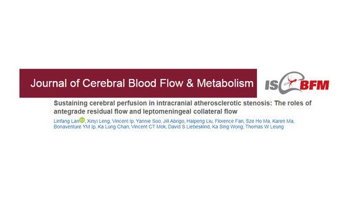 Cerebral perfusion in intracranial atherosclerotic stenosis