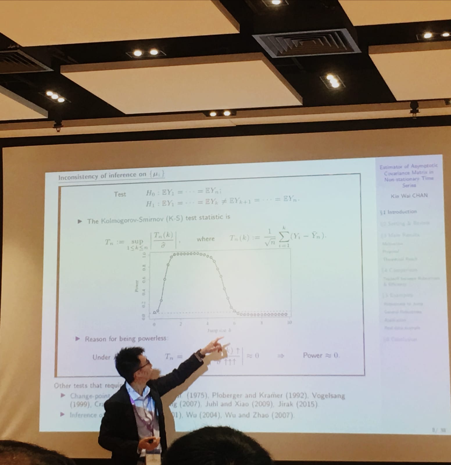 Professor Chan presents his research work at an academic conference.