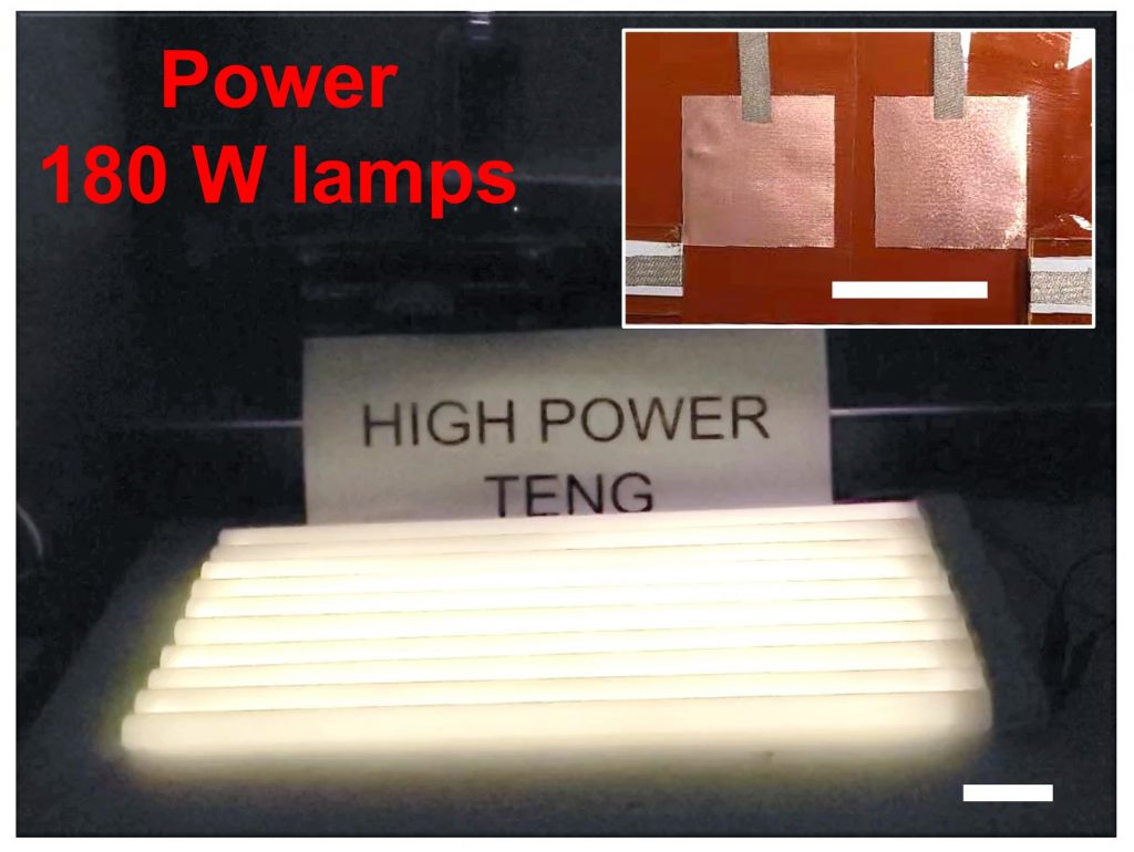 OCT-TENG能夠為功率達180W的電燈提供足夠電力。