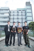 The ACM Programming Team from the Department of Computer Science and Engineering at CUHK was awarded a silver medal in the 36th ACM-ICPC.  From left: Prof. Lau Lap-chi, Yuen Chak-fai, Law Wai -hon and Hon Man-hin.