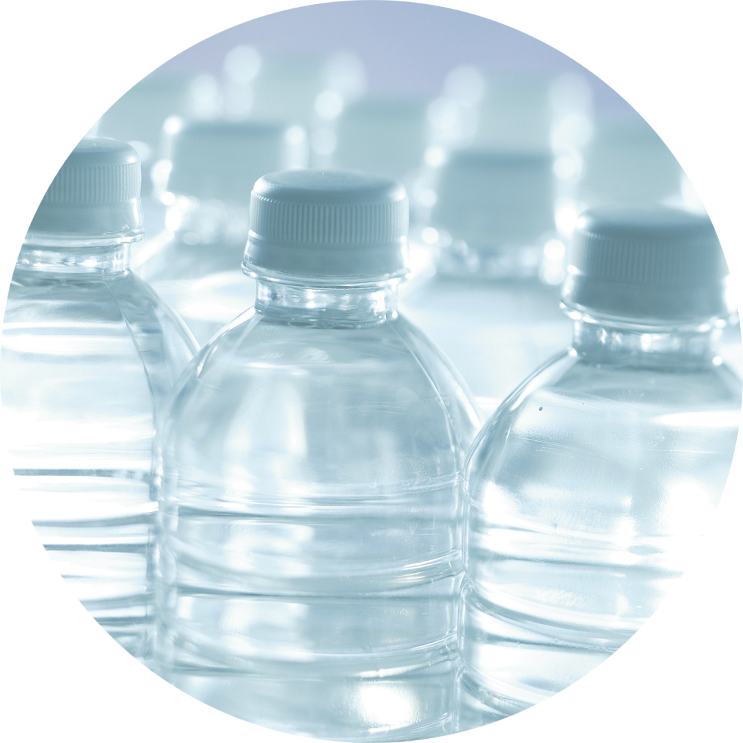 Bottled water</br>
containers of 1L or below