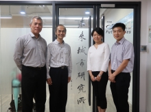 (From left) Prof. Edward Ng, Associate Director, IOFC and Yao Ling Sun Professor of Architecture; Prof. Leung Yee, Director, IOFC and Research Professor, Department of Geography and Resource Management; Prof. Ren Chao, Fellow,
 IOFC and Associate Professor, School of Architecture; and Dr. Xu Yong, Postdoctoral Fellow, IOFC, CUHK.