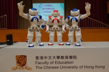 CUHK Faculty of Education introduced three social robots in 2016: (from left) Kya, Sunny and Mira