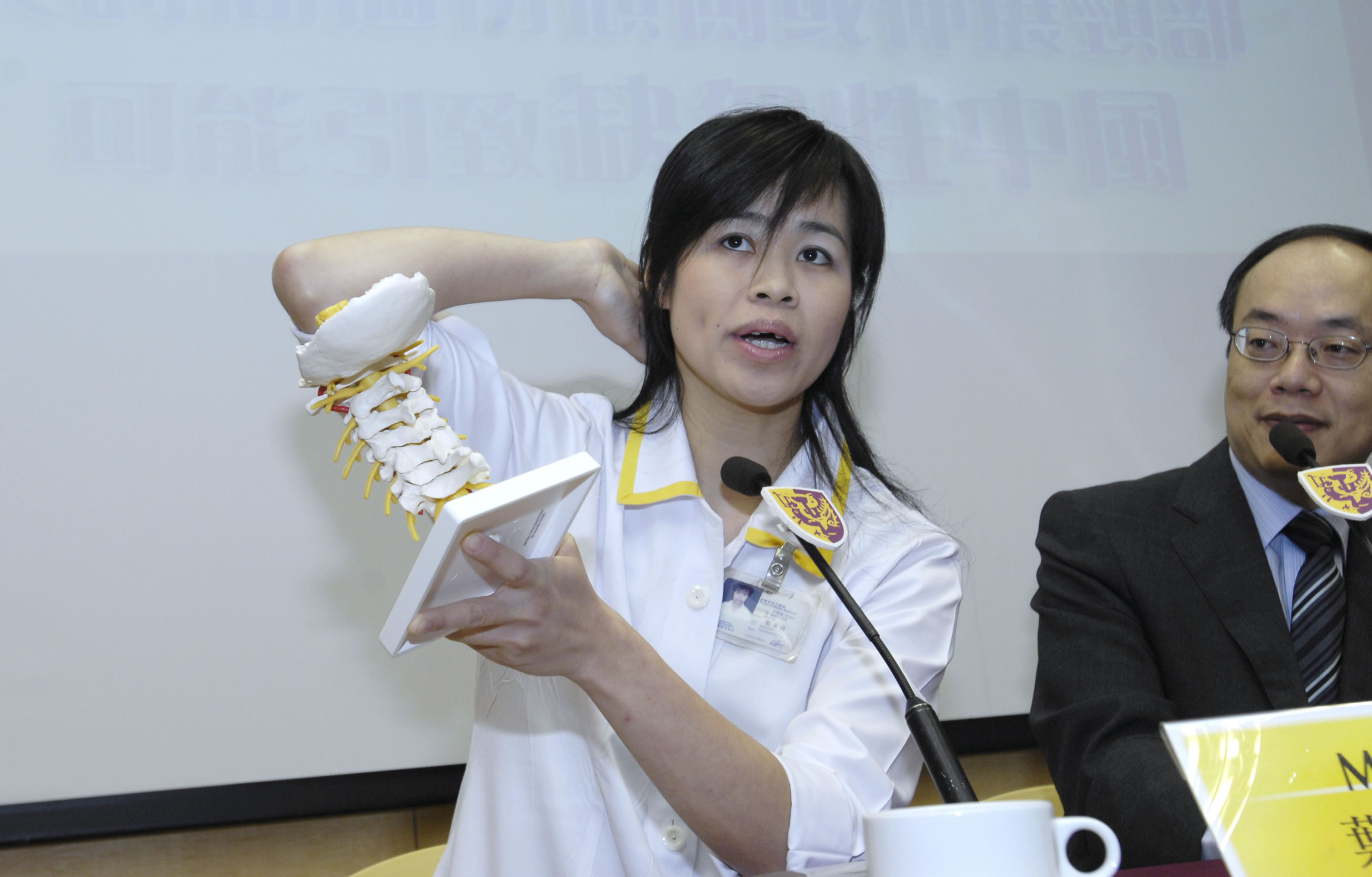 Ms Ellen IP, Physiotherapist, Prince of Wales Hospital demonstrates neck exercises