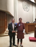 Professor Lin (left) meets Professor Nidup Dorji, Vice Chancellor of the Royal University of Bhutan.