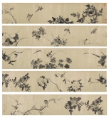 李因《花鳥圖》（局部）
1634 年；手卷；綾本水墨；25 x 629.5 厘米
上海博物館（41580）