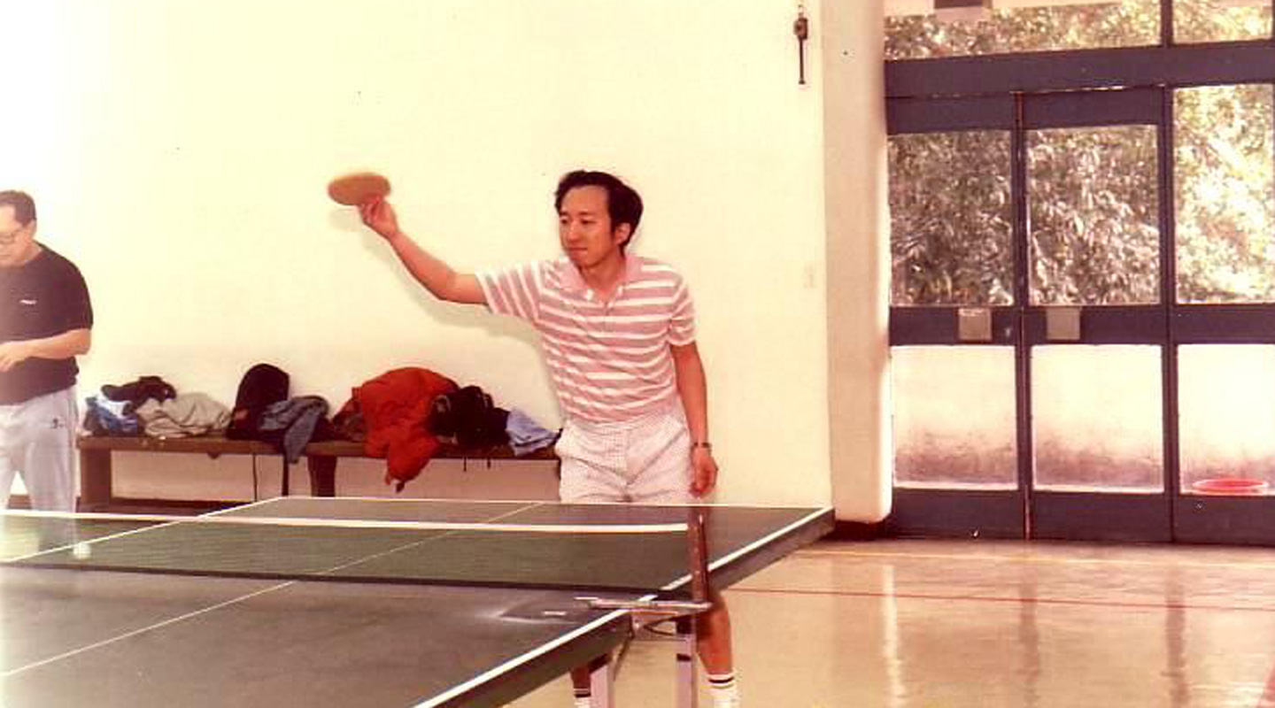 Playing Ping-Pong at Chung Chi College, pictured in 1988 when Hau first joined CUHK