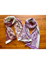 CUHK Press Pure Cotton Reversible Scarf (Burgundy & Pearl White / Lavender & Heather Grey)