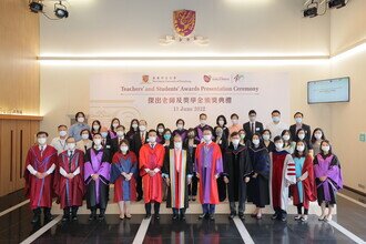 Group photo of procession members, teacher awardees and donors of Schools Session.