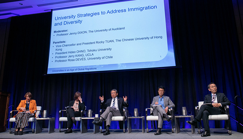 Prof. Rock S. Tuan (middle) speaks at the APRU Annual Presidents’ Meeting.