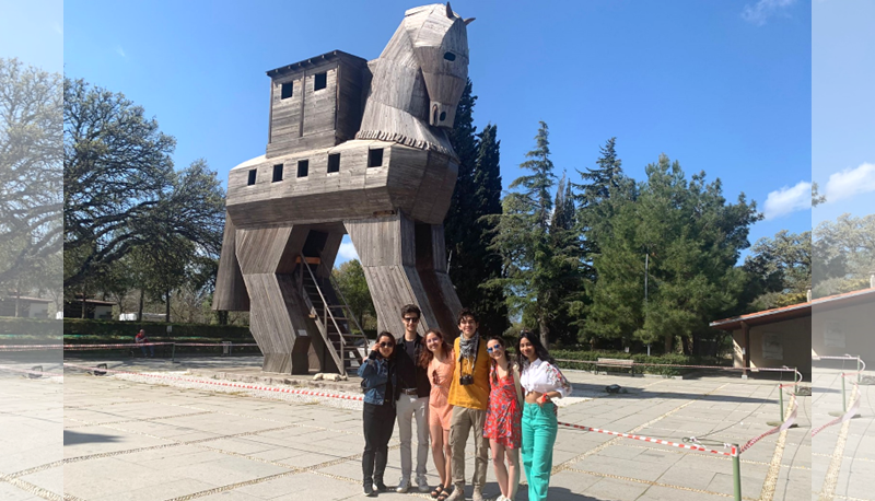 Esther tours the ancient city of Troy with her friends.