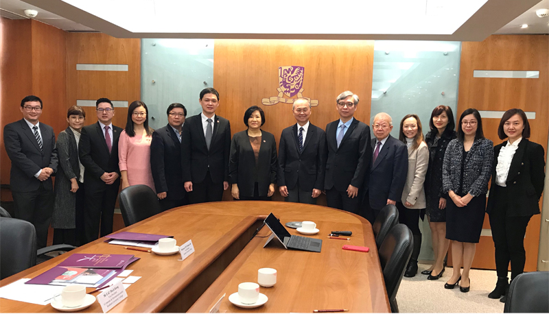 A delegation comprising leadership of Southern University College, New Era University College and Han Chiang University College of Communication visits CUHK to exchange experiences.