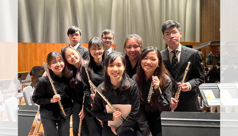 Miho plays the flute with the Chung Chi Wind Orchestra. 